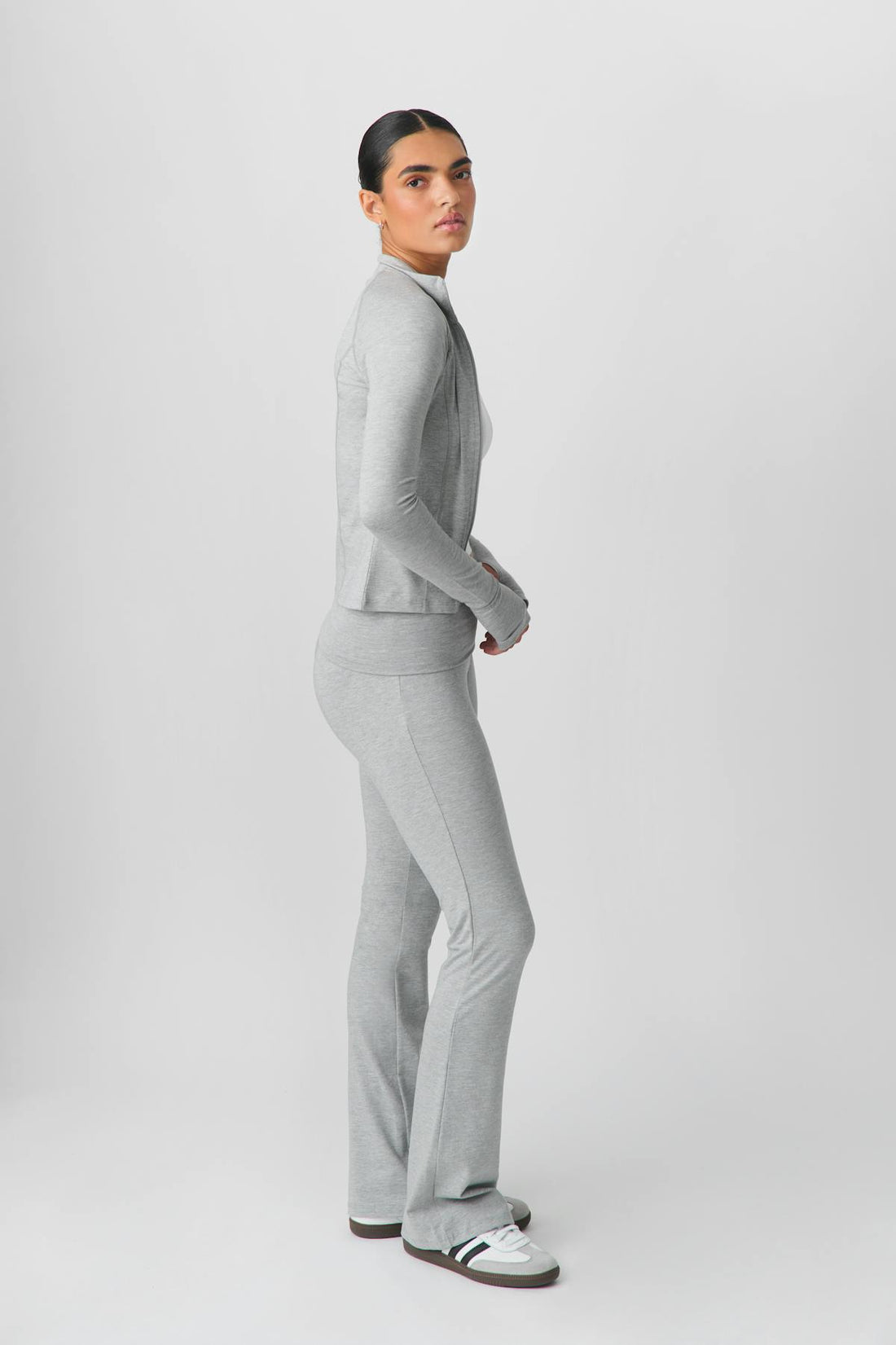 Soft touch folded trouser - Grey melange