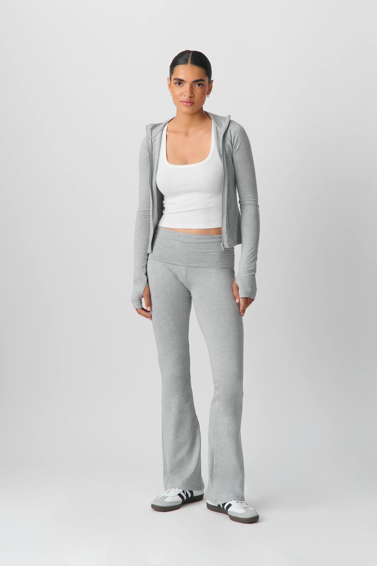Soft touch folded trouser - Grey melange