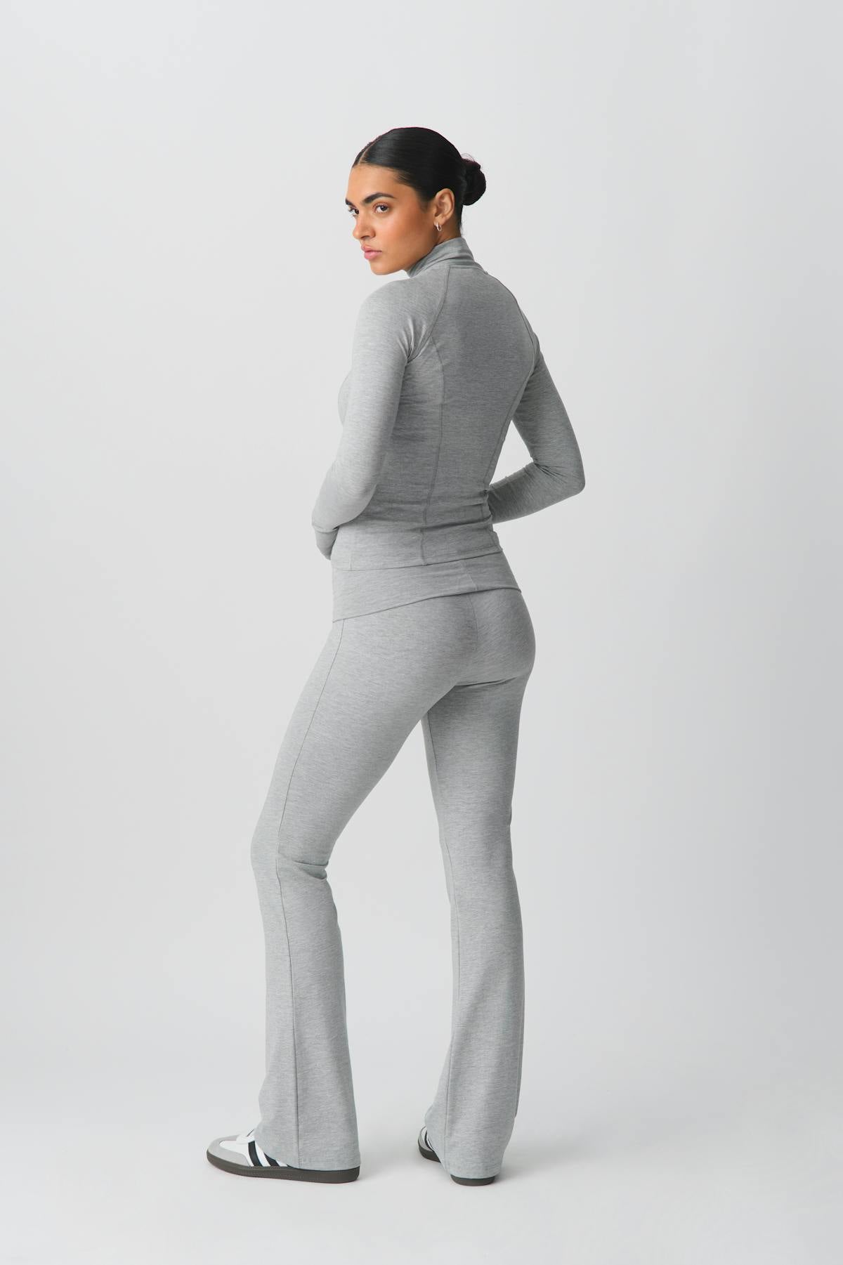 Soft touch folded trouser - Grey melange
