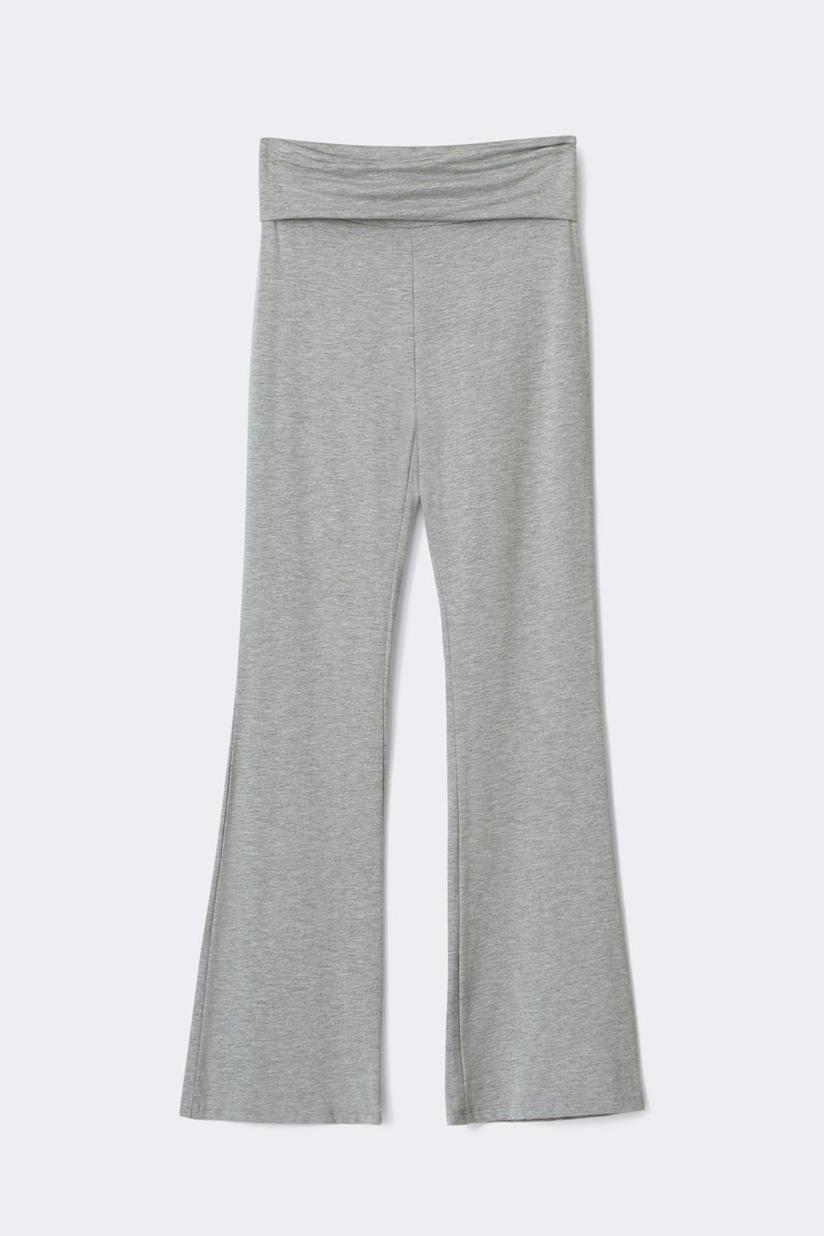 Soft touch folded trouser - Grey melange
