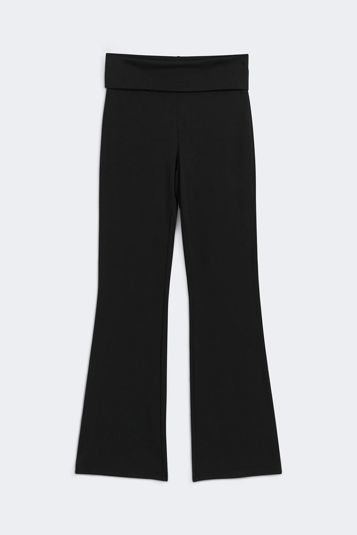 Soft touch folded trouser - Noir