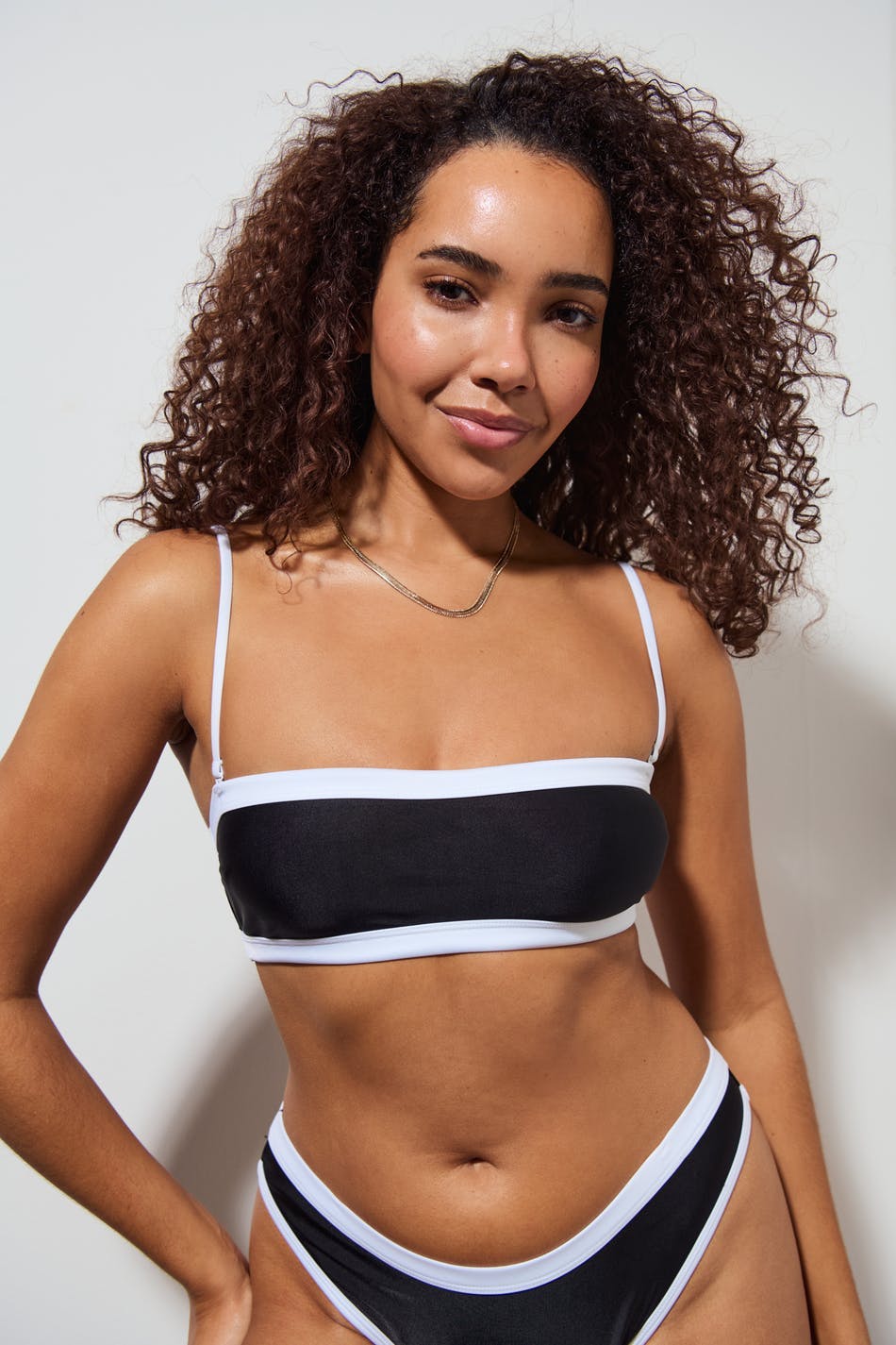 Contrast bikini bandeau - Black/white