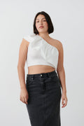 Cropped one shoulder singlet - Blanc cassé