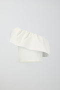 Cropped one shoulder singlet - Blanc cassé