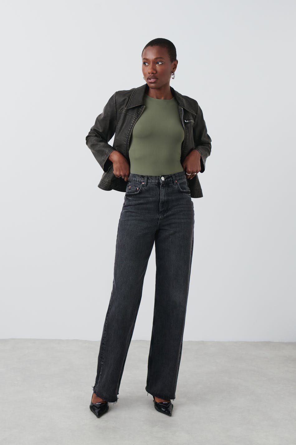 Stretchy sleeveless body - Deep lichen