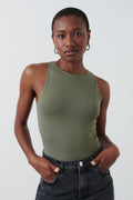 Stretchy sleeveless body - Deep lichen