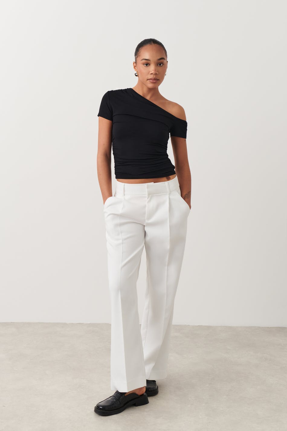 Soft touch asymmetric top - Pumice stone