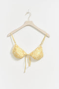 Soft flounce triangle bikini top - Yellow ditsy
