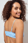 Cute frill bikini top - Blue ditsy