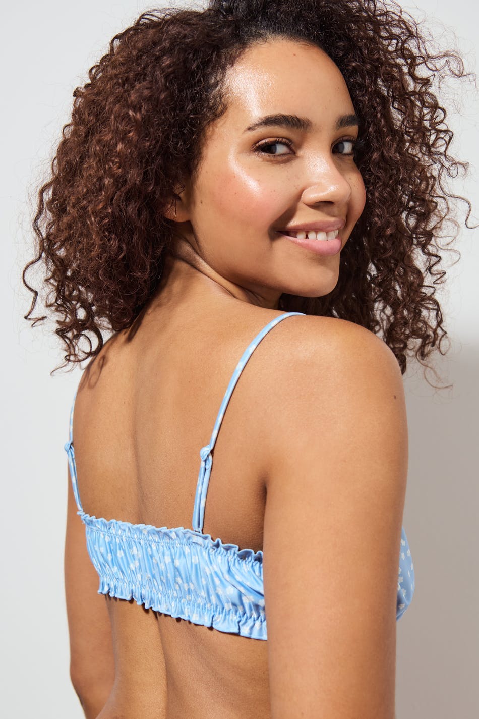 Cute frill bikini top - Blue ditsy