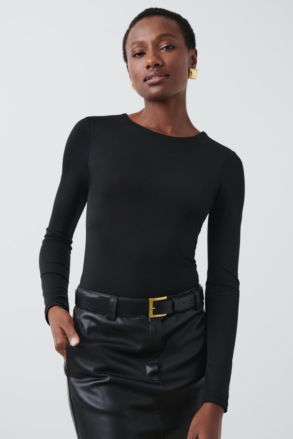 square hip belt - Black/gold