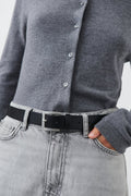 square hip belt - Black croc