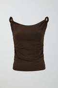 Soft touch twist detail top - Seal brown
