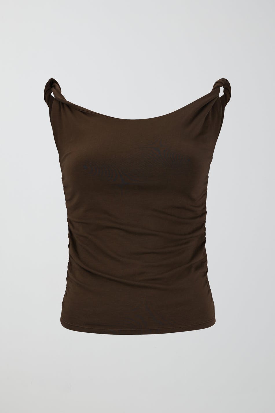 Soft touch twist detail top - Seal brown