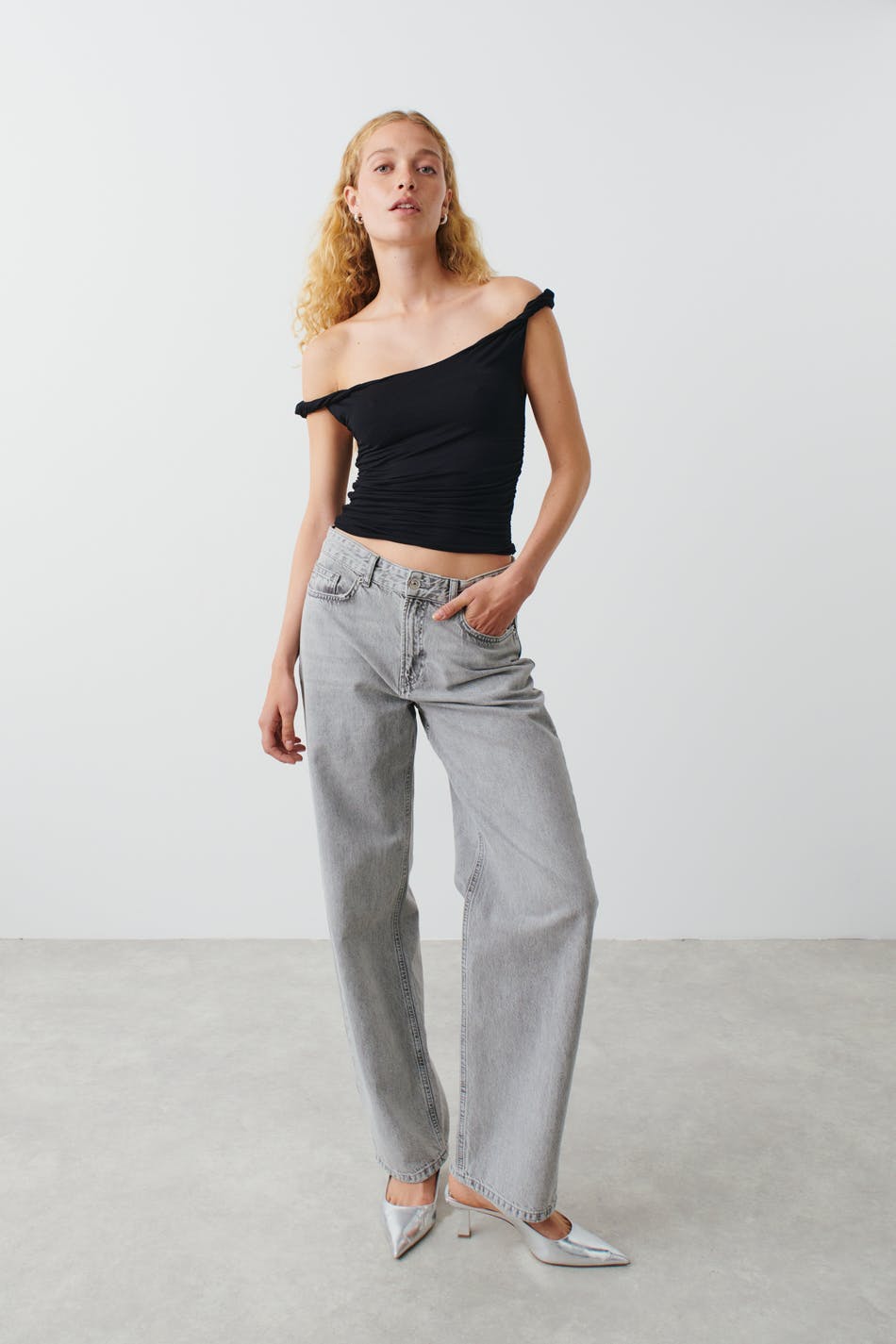 Soft touch twist detail top - Noir
