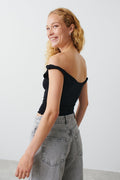 Soft touch twist detail top - Noir