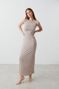 Soft touch boatneck maxi dress - Noir
