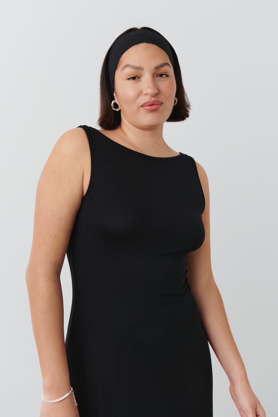 Soft touch boatneck maxi dress - Noir