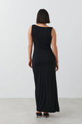 Soft touch boatneck maxi dress - Noir
