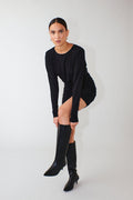 Draped back mini dress - Noir