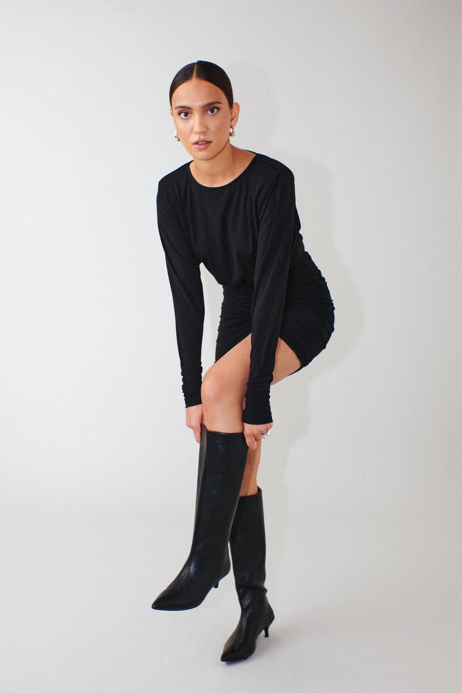 Draped back mini dress - Noir