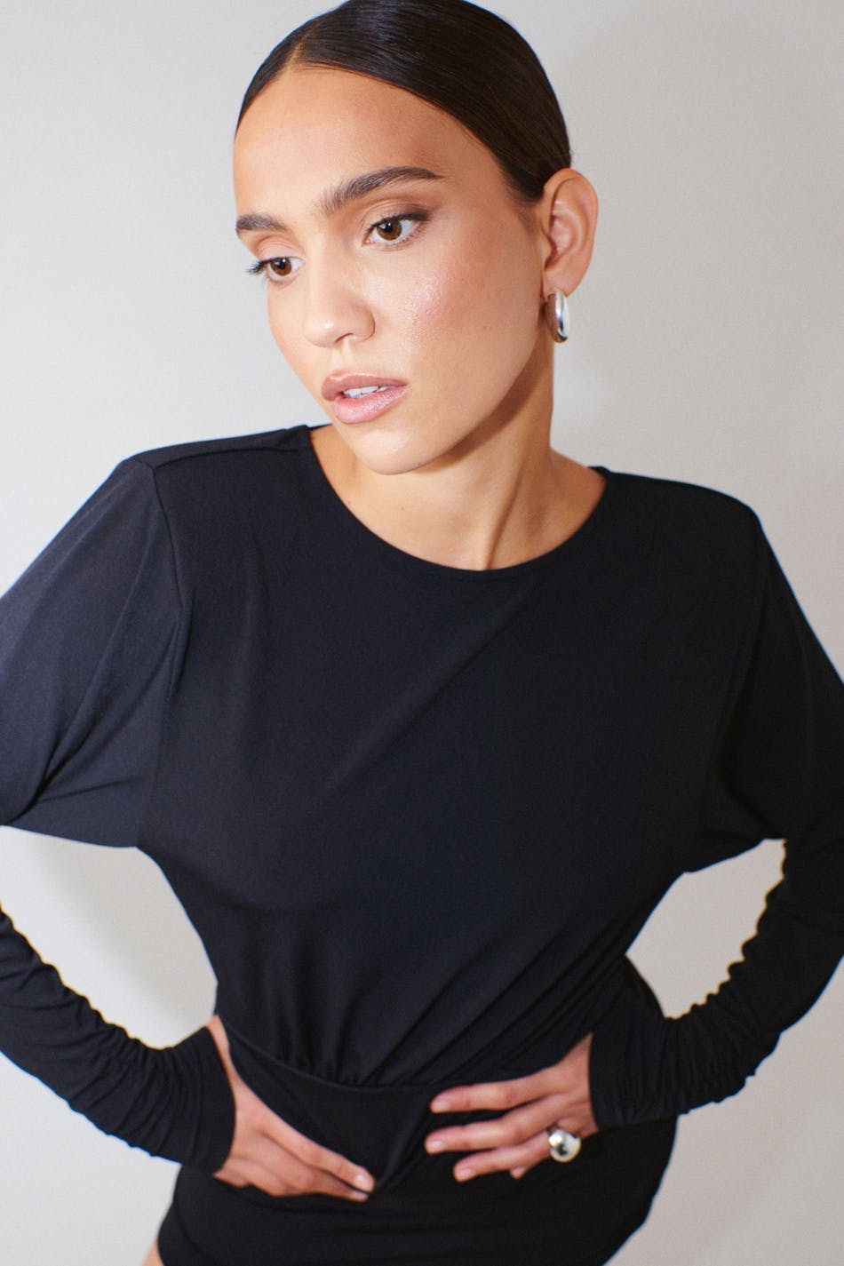 Draped back mini dress - Noir