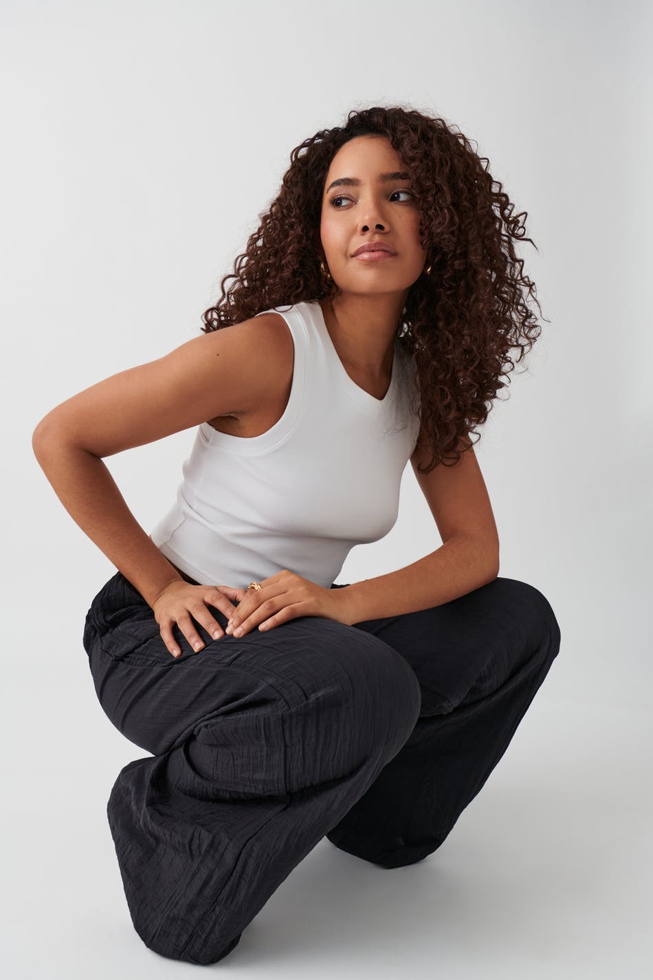 Crinkle texture trousers - Noir