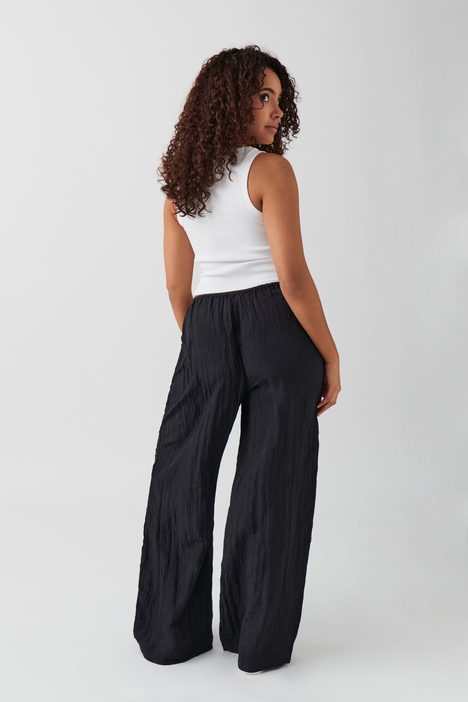 Crinkle texture trousers - Noir