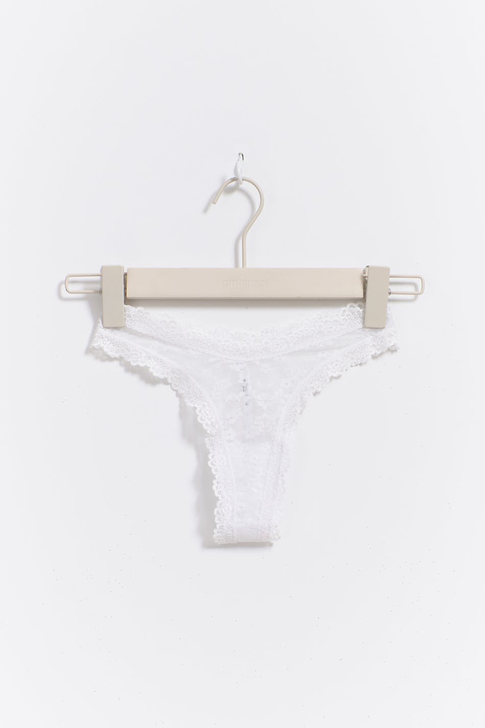shaped lace thong - Noir