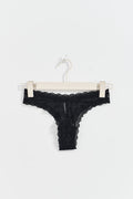 shaped lace thong - Noir