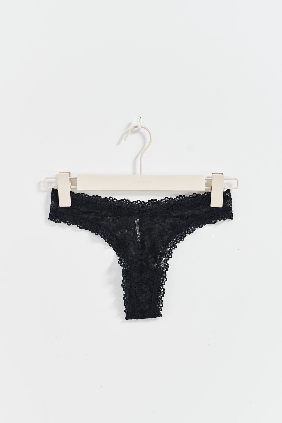 shaped lace thong - Noir