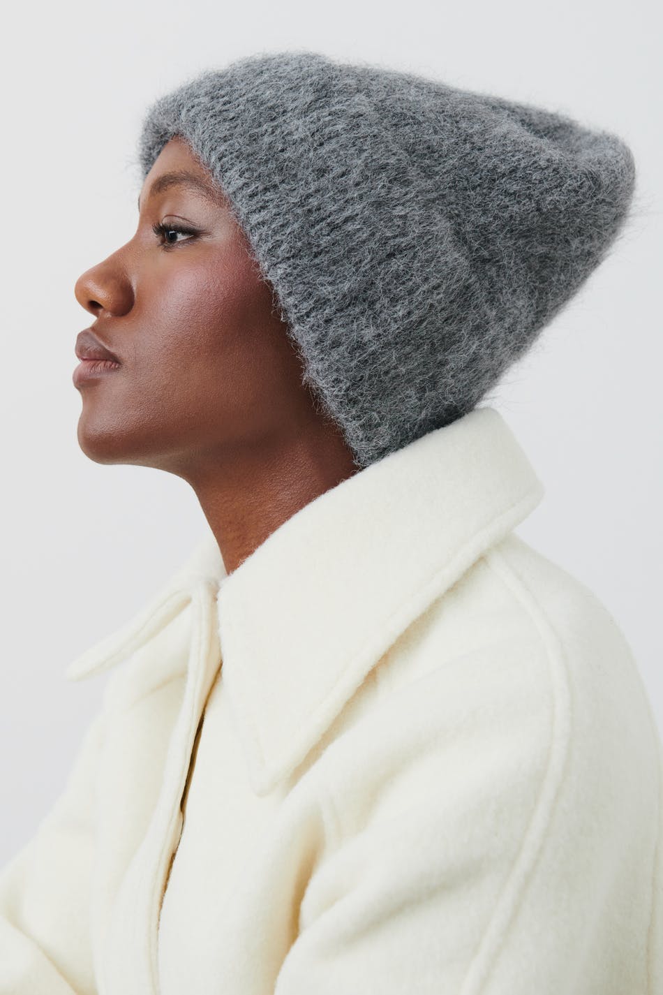 Textured knitted beanie hat - Lt greymelange