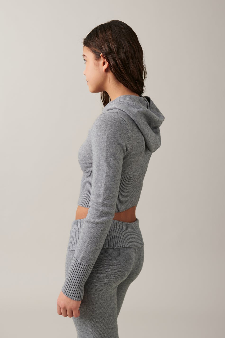 Knitted yoga hood - Grey melange