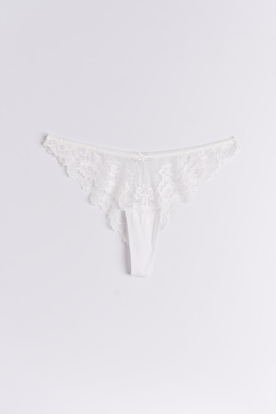 v-shaped lace thong - Blanc