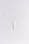 v-shaped lace thong - Blanc