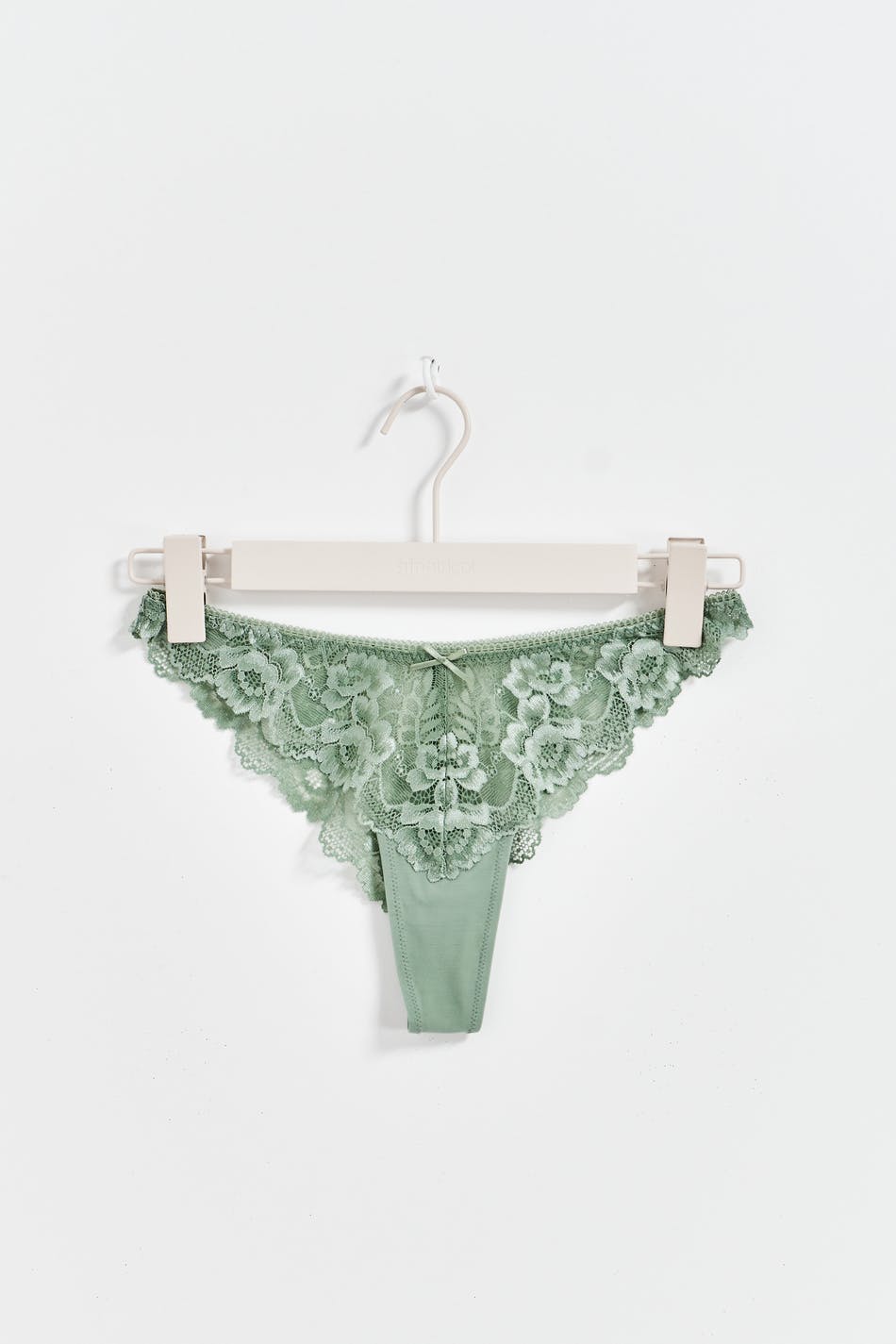 v-shaped lace thong - Blanc