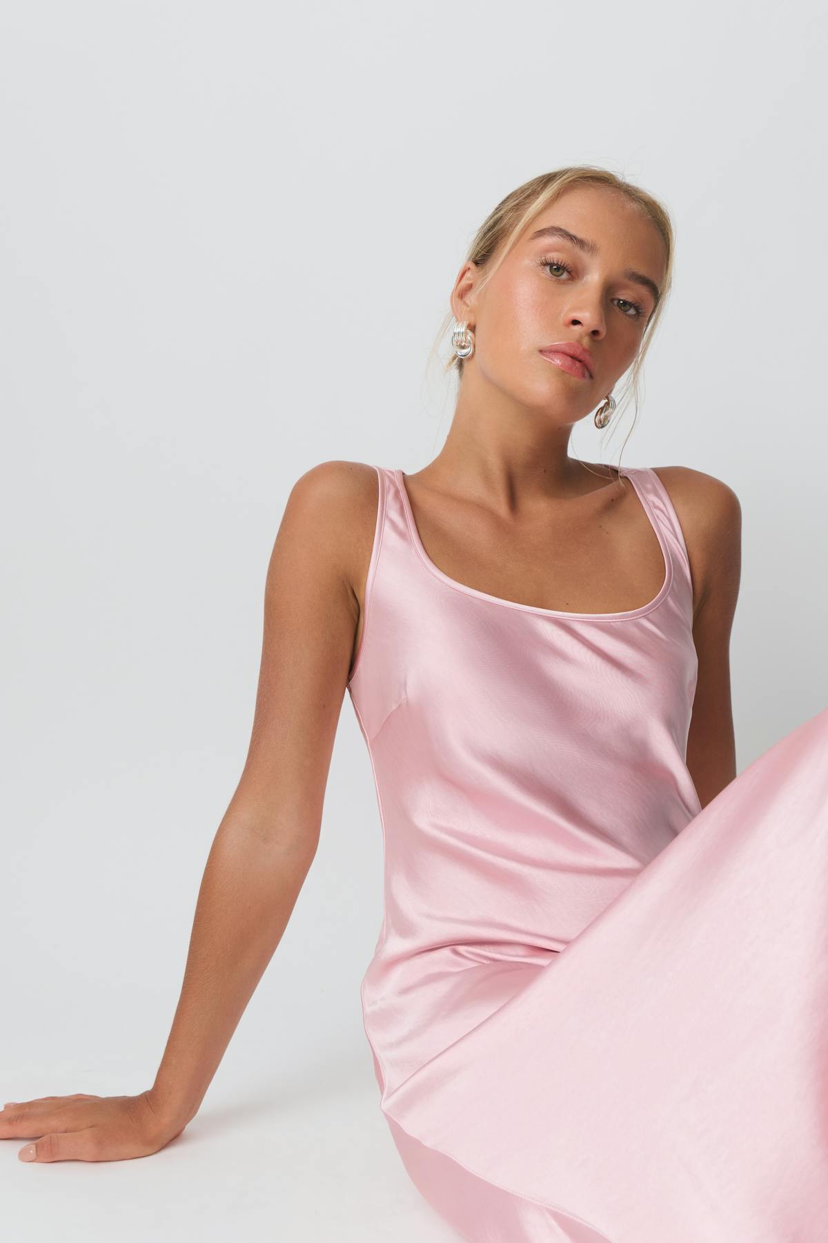 Maxi satin dress - Rose