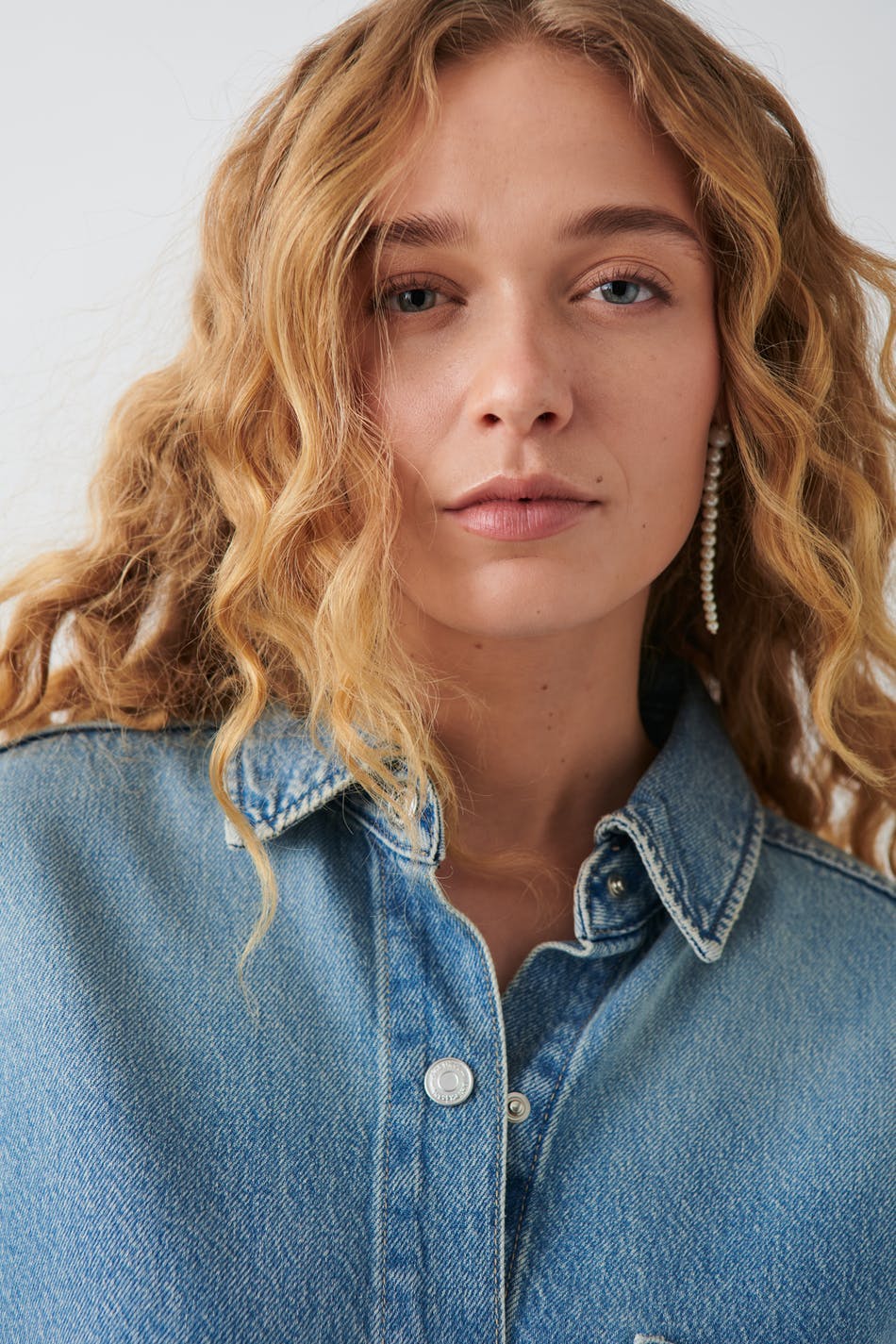 Long denim shirt - Dusty blue