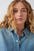 Long denim shirt - Dusty blue