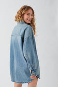 Long denim shirt - Dusty blue