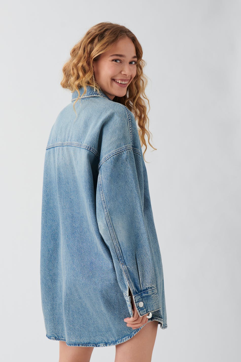 Long denim shirt - Dusty blue