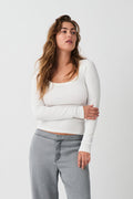 Rib long sleeve top - Blanc cassé