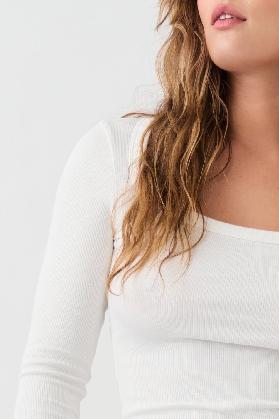 Rib long sleeve top - Blanc cassé