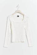 Rib long sleeve top - Blanc cassé