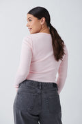 Rib long sleeve top - Blanc cassé