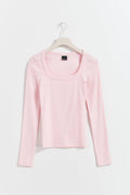 Rib long sleeve top - Ballet slipper