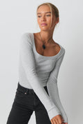 Rib long sleeve top - Ballet slipper