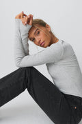 Rib long sleeve top - Ballet slipper