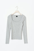 Rib long sleeve top - Noir