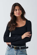 Rib long sleeve top - Ballet slipper